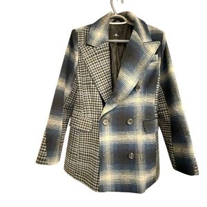 7 For All Mankind  M patchwork pea coat mint condition- very beautiful and fun!